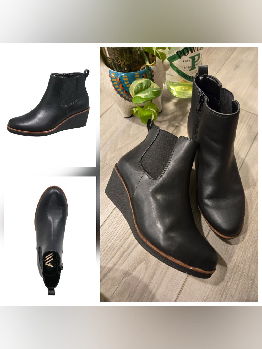 Aerosoles | Women's Black Wedge Ankle Boots, Sz 7.5